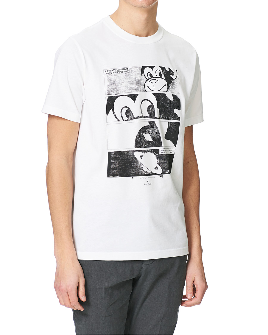 Herre | T-Shirts | PS Paul Smith | Monkey Regular Fit T-Shirt White