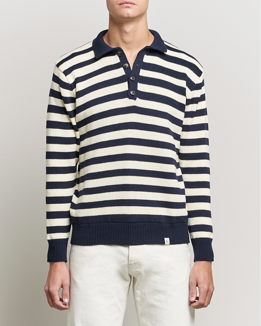 Herre | Trøjer | Peregrine | Richmond Knitted Rugby Shirt Navy/White