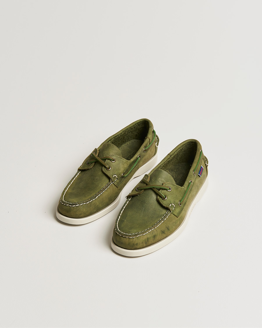 Herre | Sebago Docksides Nubuck Boat Shoe Green Military | Sebago | Docksides Nubuck Boat Shoe Green Military