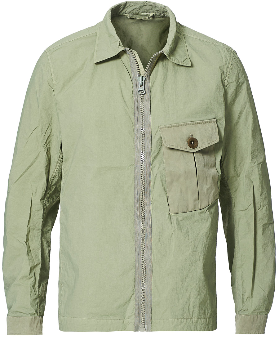 Herre | Jakker | Ten c | Garment Dyed Nylon Shirt Jacket Light Green