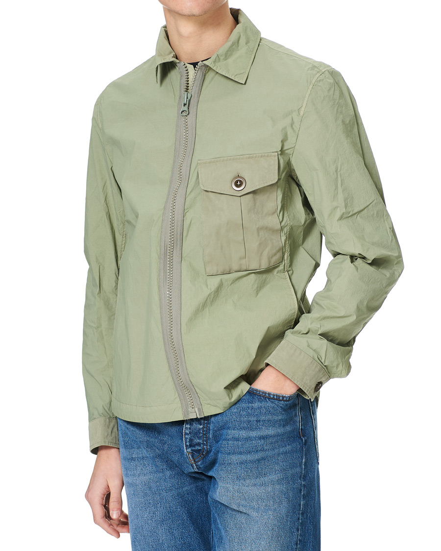 Herre | Jakker | Ten c | Garment Dyed Nylon Shirt Jacket Light Green
