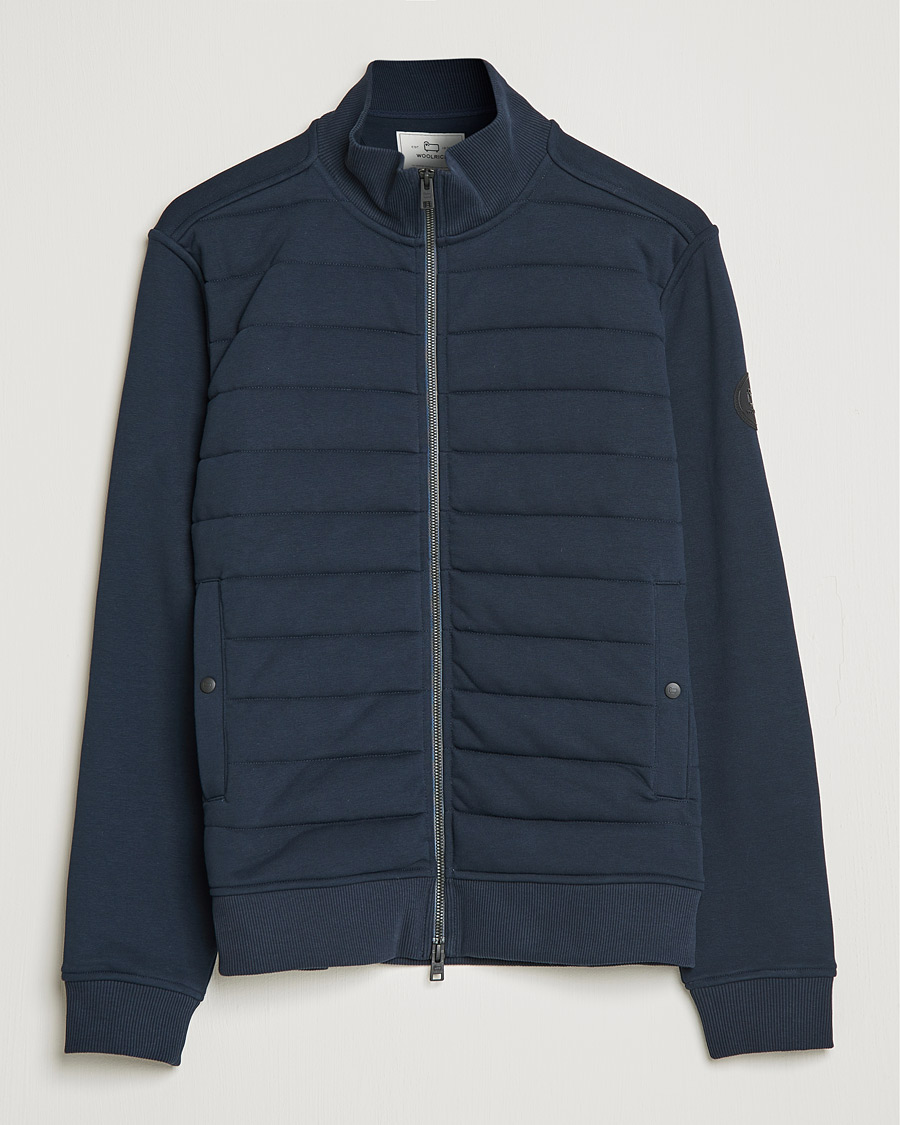 Herre | Trøjer | Woolrich | Padded Quilt Full Zip Sweater Melton Blue