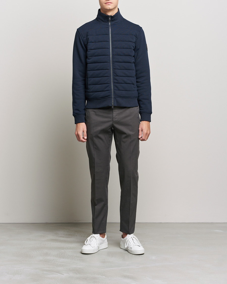 Herre | Trøjer | Woolrich | Padded Quilt Full Zip Sweater Melton Blue