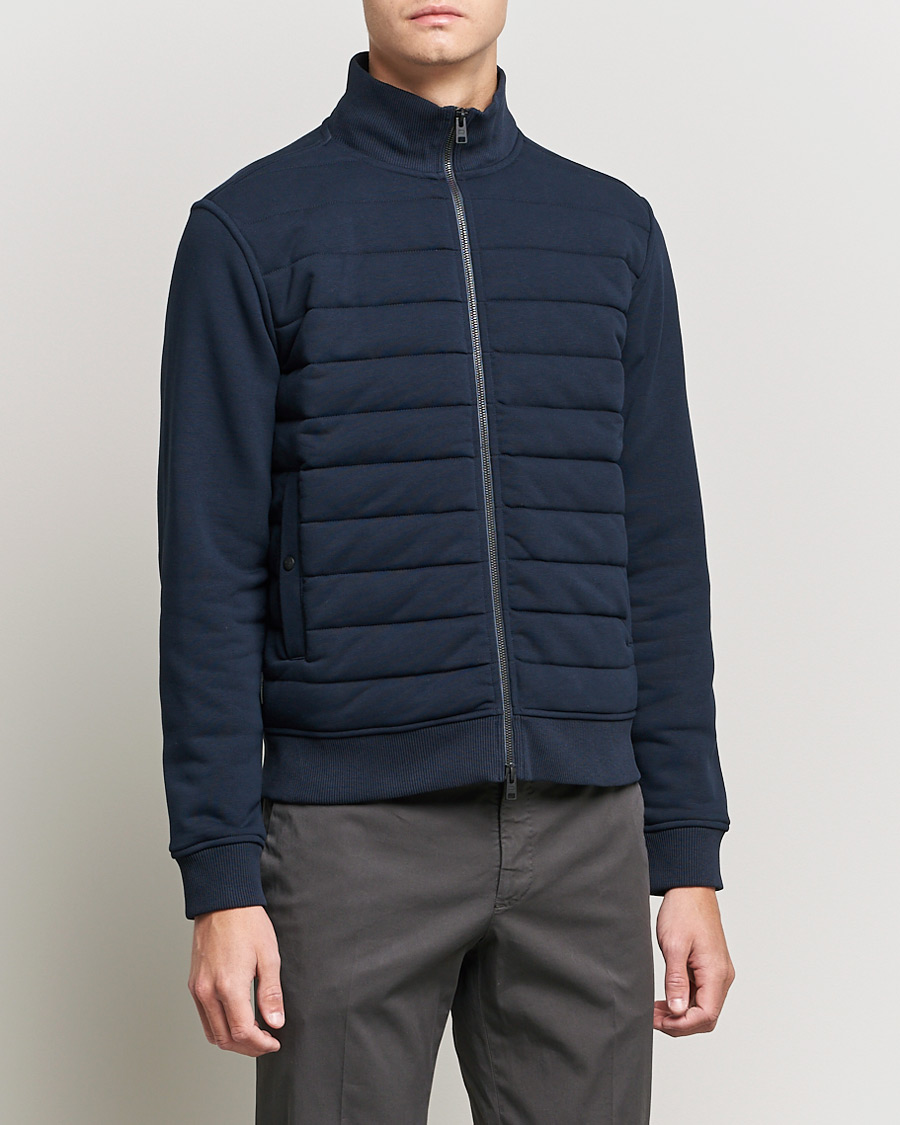 Herre | Trøjer | Woolrich | Padded Quilt Full Zip Sweater Melton Blue
