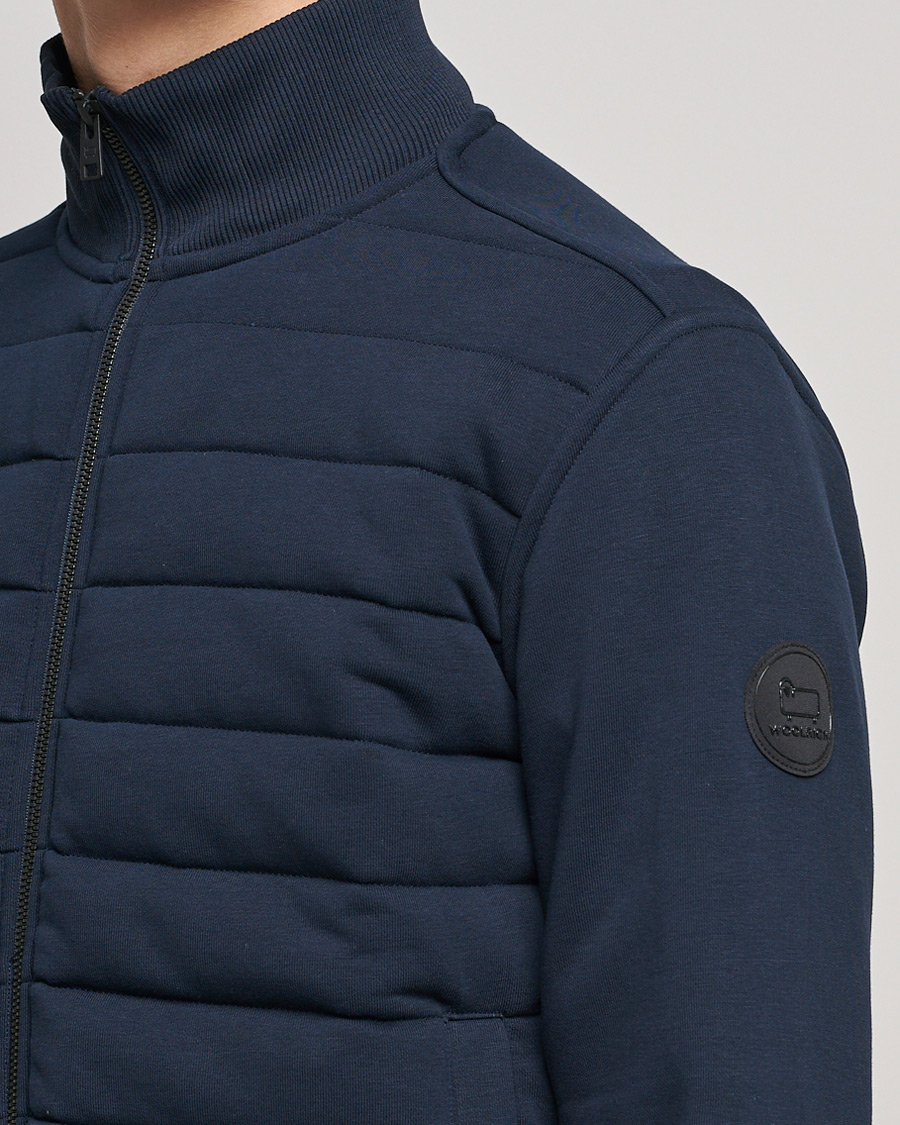 Herre | Trøjer | Woolrich | Padded Quilt Full Zip Sweater Melton Blue