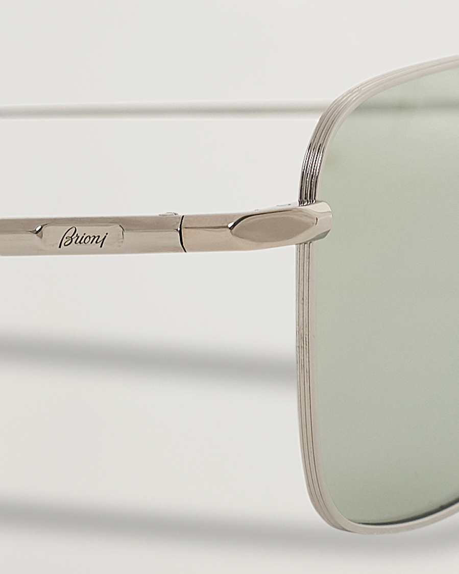 Herre | Brioni BR0101S Sunglasses Silver/Green | Brioni | BR0101S Sunglasses Silver/Green