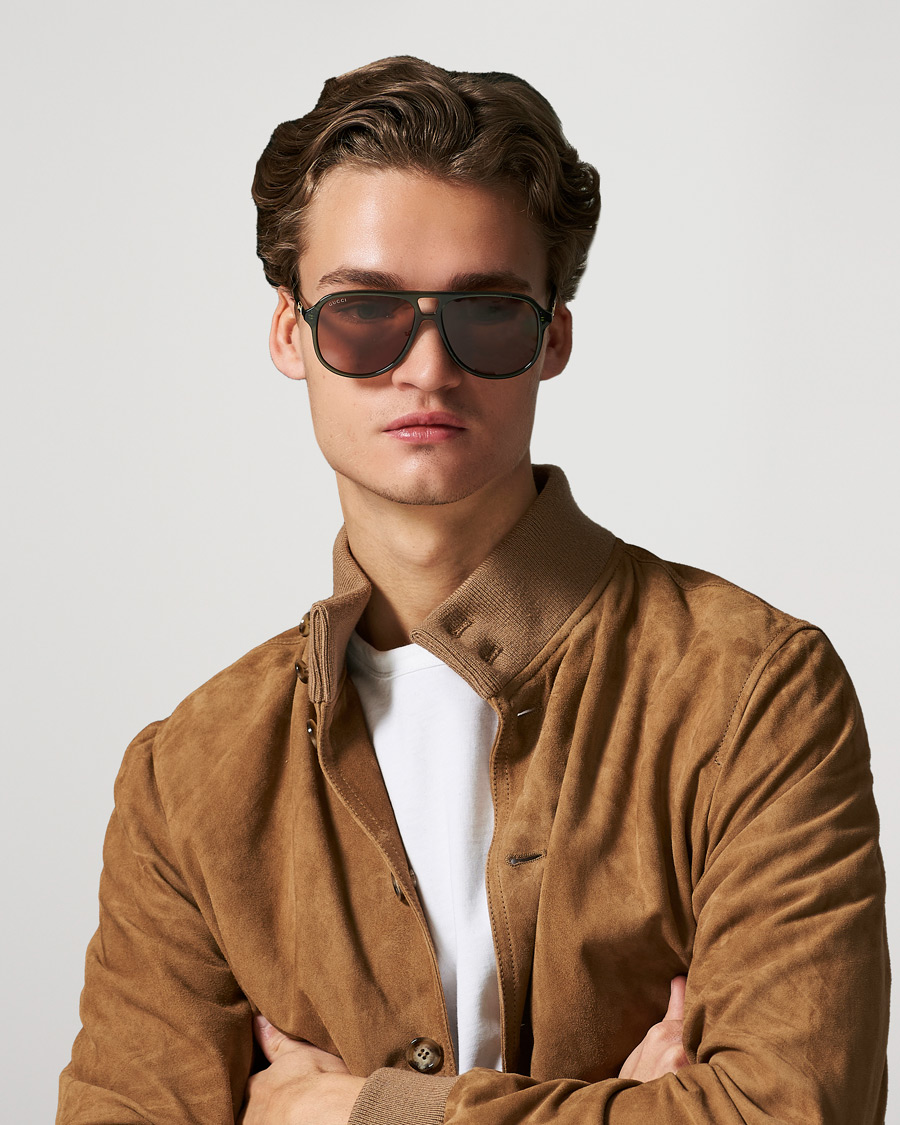 Herre | Gucci GG1156S Sunglasses Green/Brown | Gucci | GG1156S Sunglasses Green/Brown