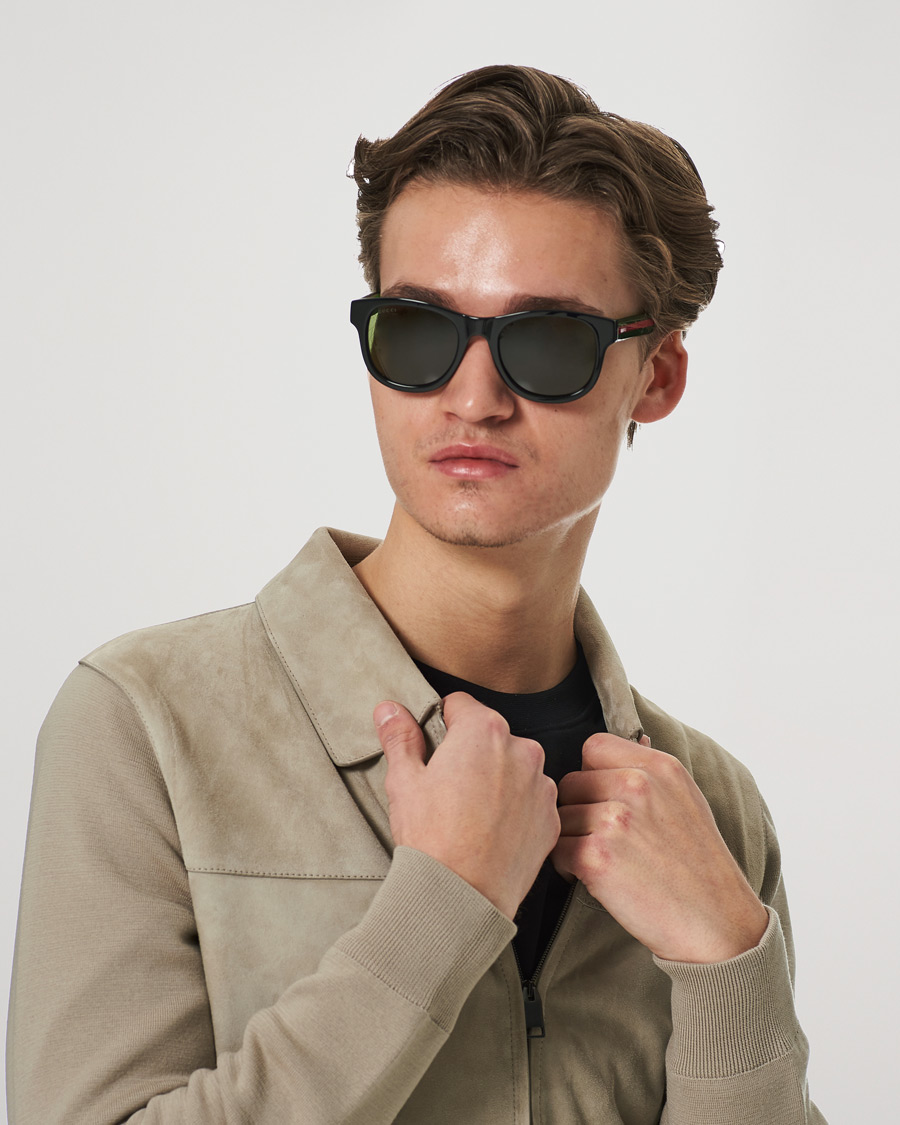 Herre | Gucci GG0003SN Sunglasses Black/Green | Gucci | GG0003SN Sunglasses Black/Green