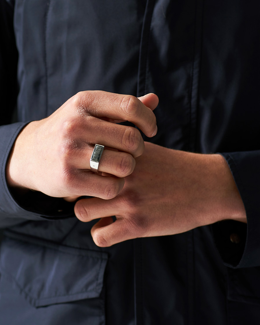 Herre | Tom Wood Peaky Ring Larvikite Silver | Tom Wood | Peaky Ring Larvikite Silver