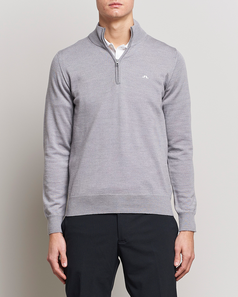 Herre |  | J.Lindeberg | Kian Tour Merino Half Zip Grey Melange