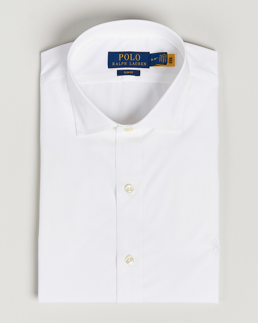 Herre |  | Polo Ralph Lauren | Slim Fit Poplin Cut Away Dress Shirt White