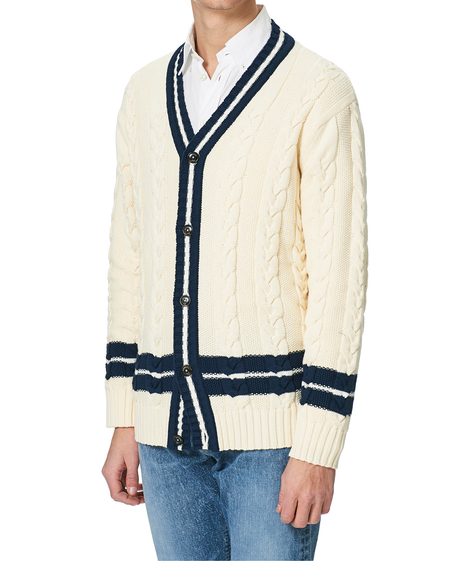 Herre | Trøjer | Baracuta | Cotton Cable Cardigan Off White
