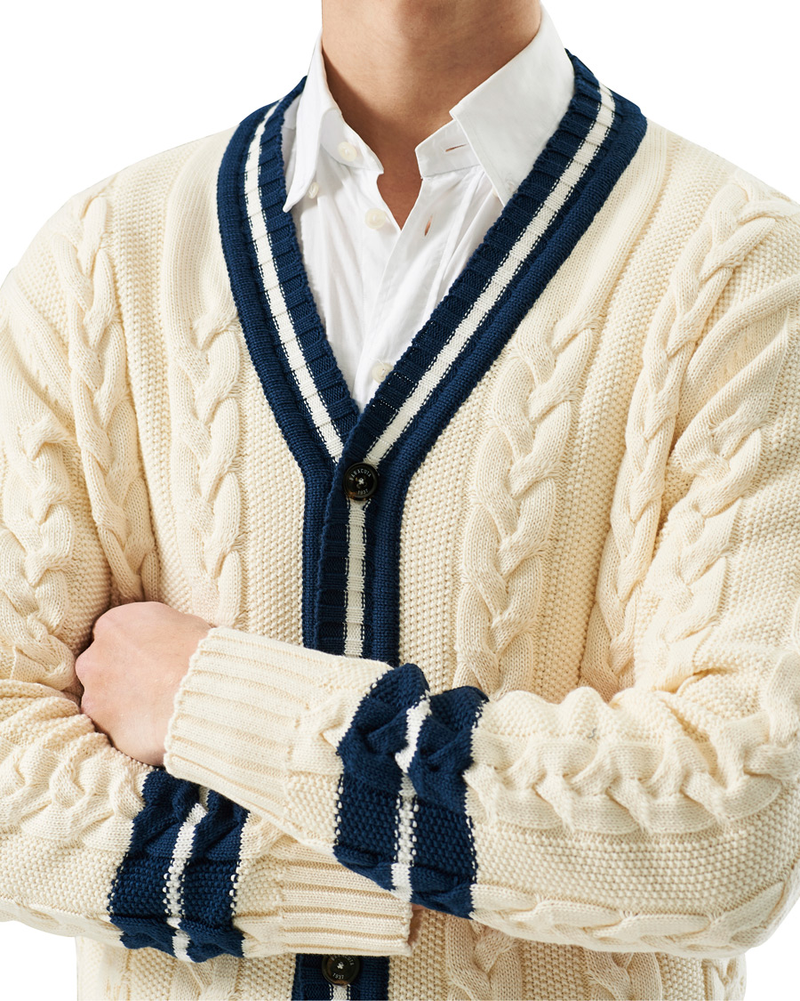 Herre | Trøjer | Baracuta | Cotton Cable Cardigan Off White