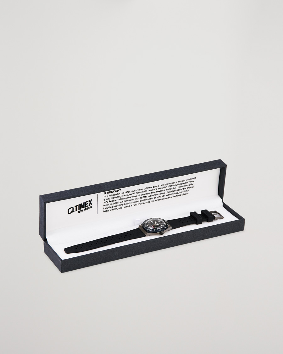 Herre | Timex Q Diver GMT 38mm Rubber Strap Black/Grey | Timex | Q Diver GMT 38mm Rubber Strap Black/Grey
