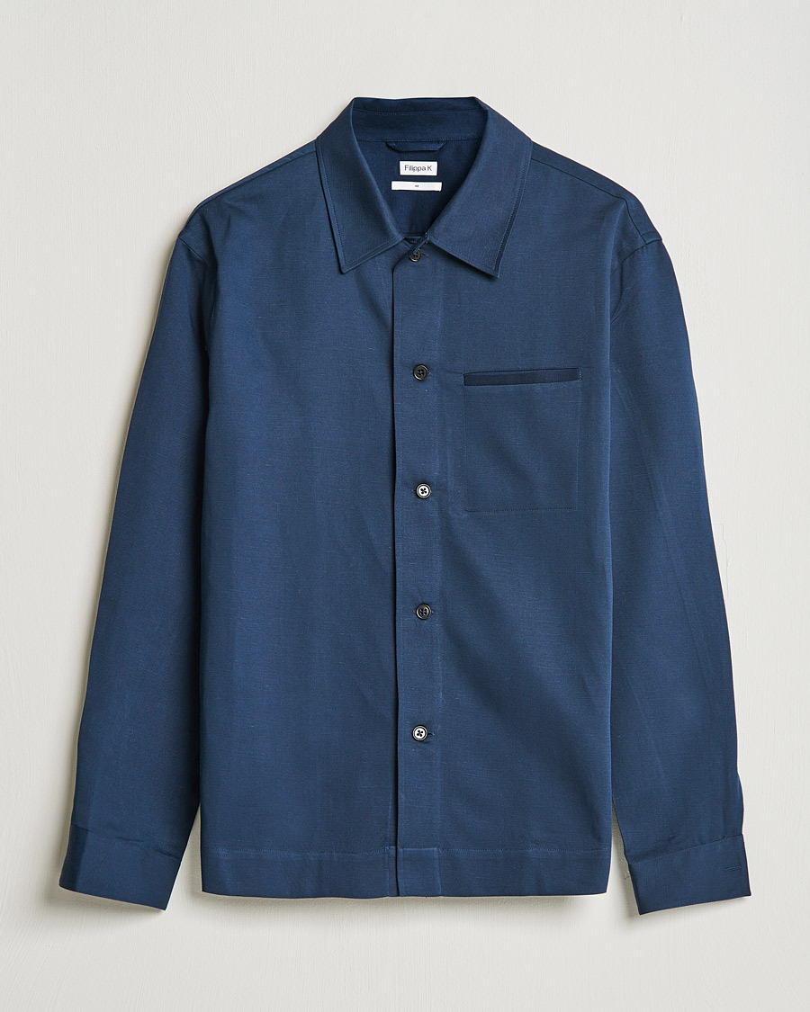 Herre | Skjorter | Filippa K | Matt Linen Overshirt Navy