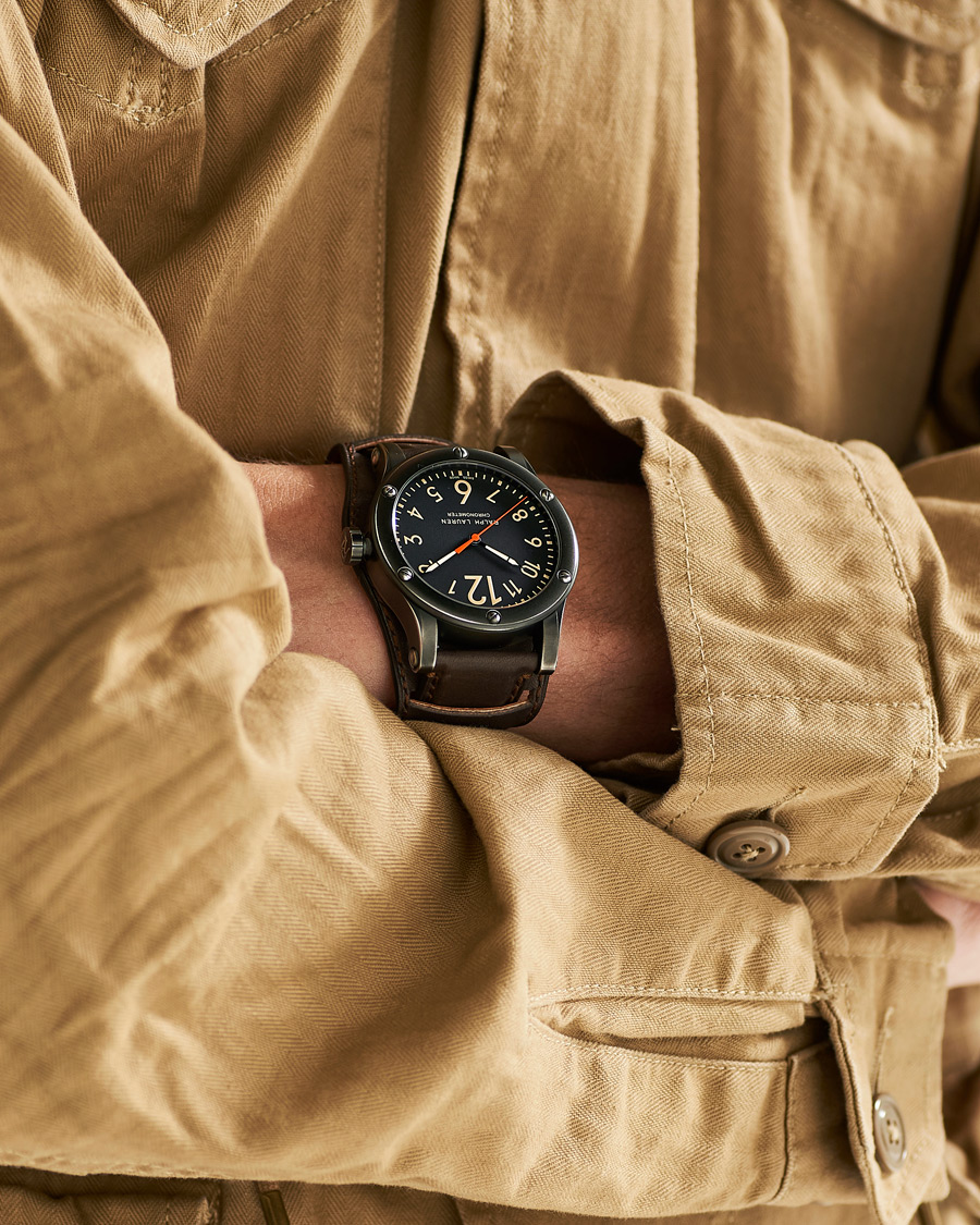Herre | Polo Ralph Lauren 45mm Safari Chronometer Black Steel/Calf Strap | Polo Ralph Lauren | 45mm Safari Chronometer Black Steel/Calf Strap