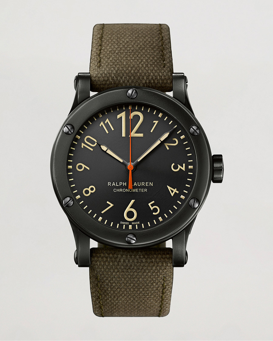 Herre | Polo Ralph Lauren 45mm Safari Chronometer Black Steel/Canvas Strap | Polo Ralph Lauren | 45mm Safari Chronometer Black Steel/Canvas Strap