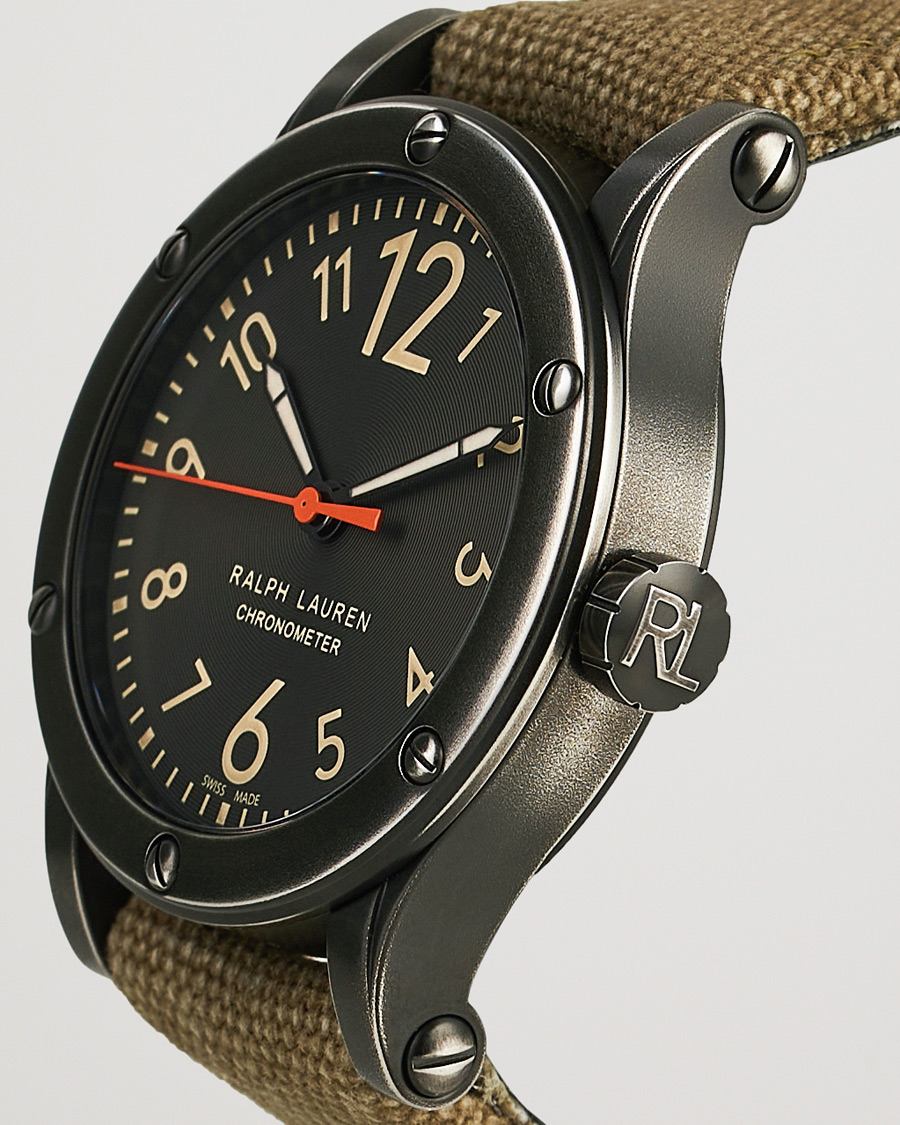 Herre | Polo Ralph Lauren 39mm Safari Chronometer Black Steel/Canvas Strap | Polo Ralph Lauren | 39mm Safari Chronometer Black Steel/Canvas Strap