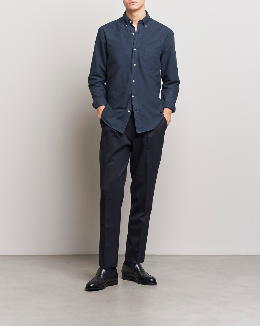 Herre | Skjorter | A Day's March | Moorgate Dyed Oxford Shirt Navy