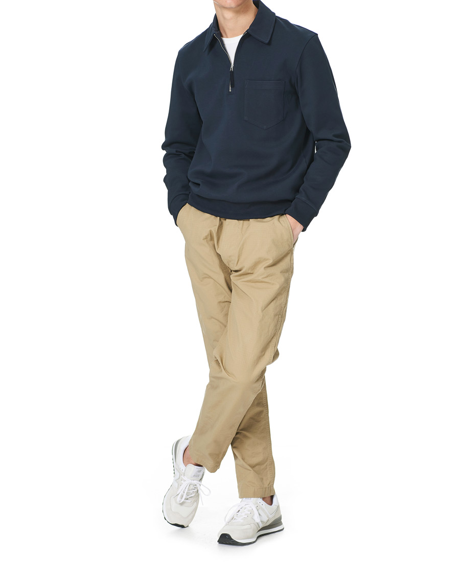 Herre | Genanvendt | A Day's March | Cabot Half-Zip Polo Sweater Navy