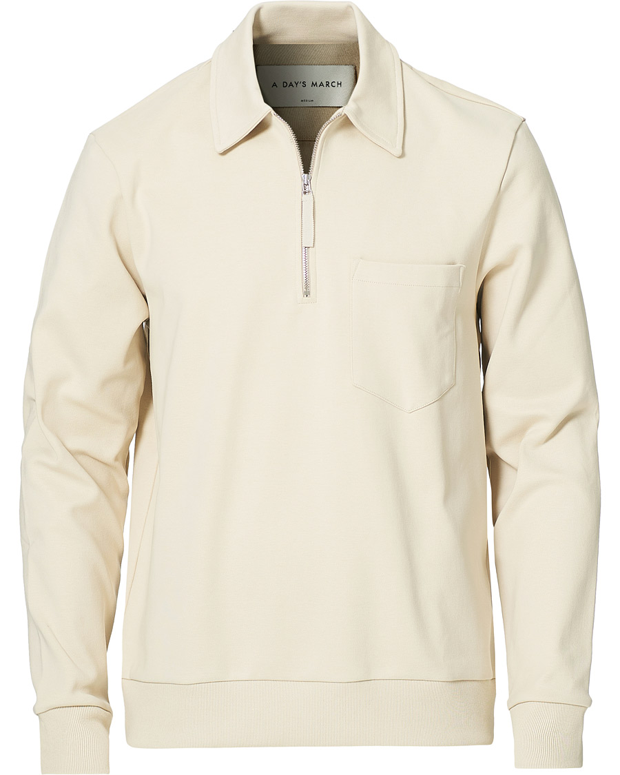 Herre | Trøjer | A Day's March | Cabot Half-Zip Polo Sweater Sand
