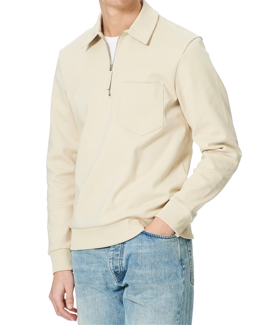 Herre | Trøjer | A Day's March | Cabot Half-Zip Polo Sweater Sand