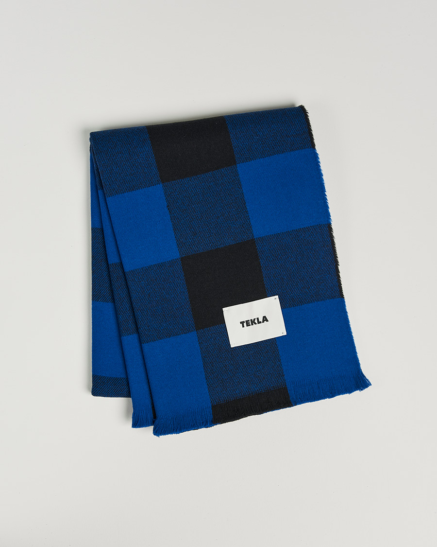 Herre | Tekla Merino Wool Blanket Blue Gingham | Tekla | Merino Wool Blanket Blue Gingham