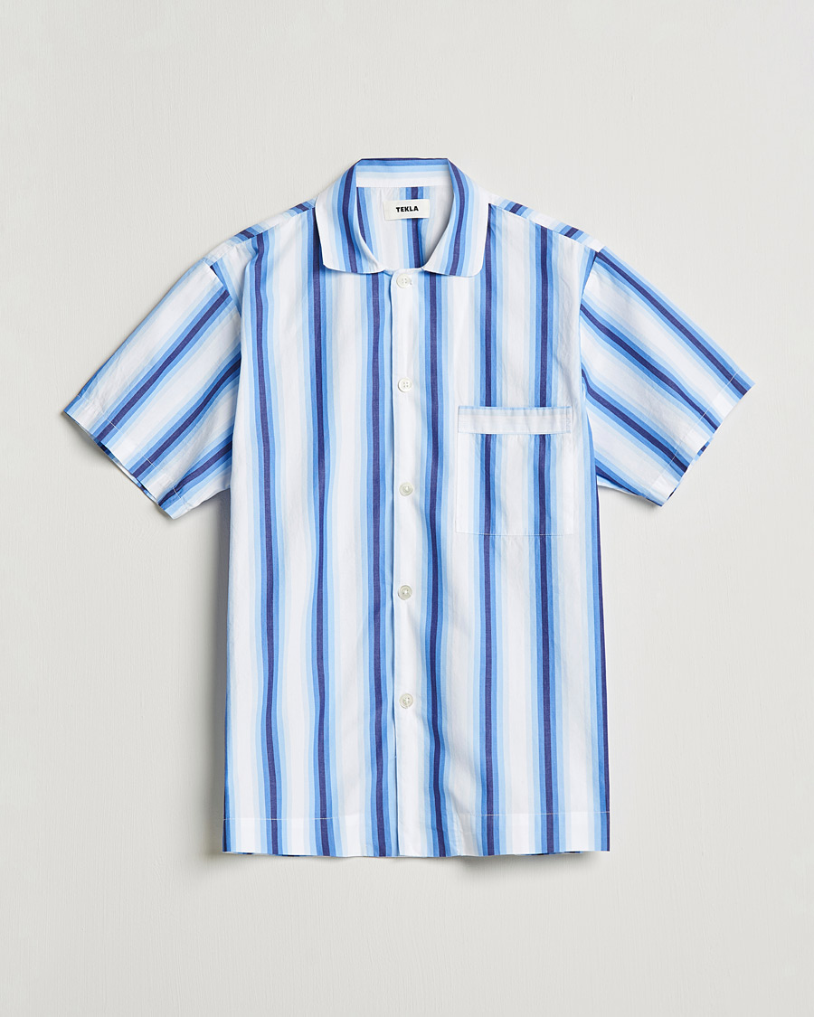 Herre | Pyjamas  | Tekla | Poplin Pyjama Short Sleeve Shirt Blue Marquee