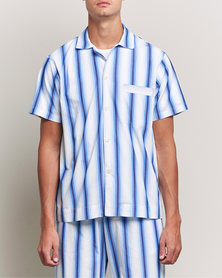 Herre | Nattøj | Tekla | Poplin Pyjama Short Sleeve Shirt Blue Marquee