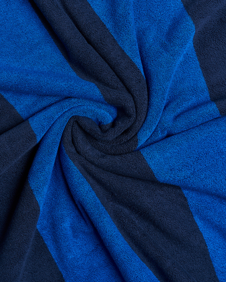 Herre | Tekla Organic Terry Beach Towel Navy Block Stripes | Tekla | Organic Terry Beach Towel Navy Block Stripes