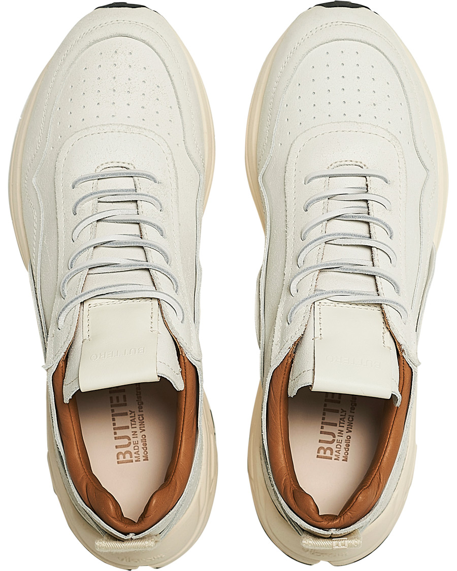 Herre | Buttero Vinci Bianchetto Leather Running Sneaker Off White | Buttero | Vinci Bianchetto Leather Running Sneaker Off White