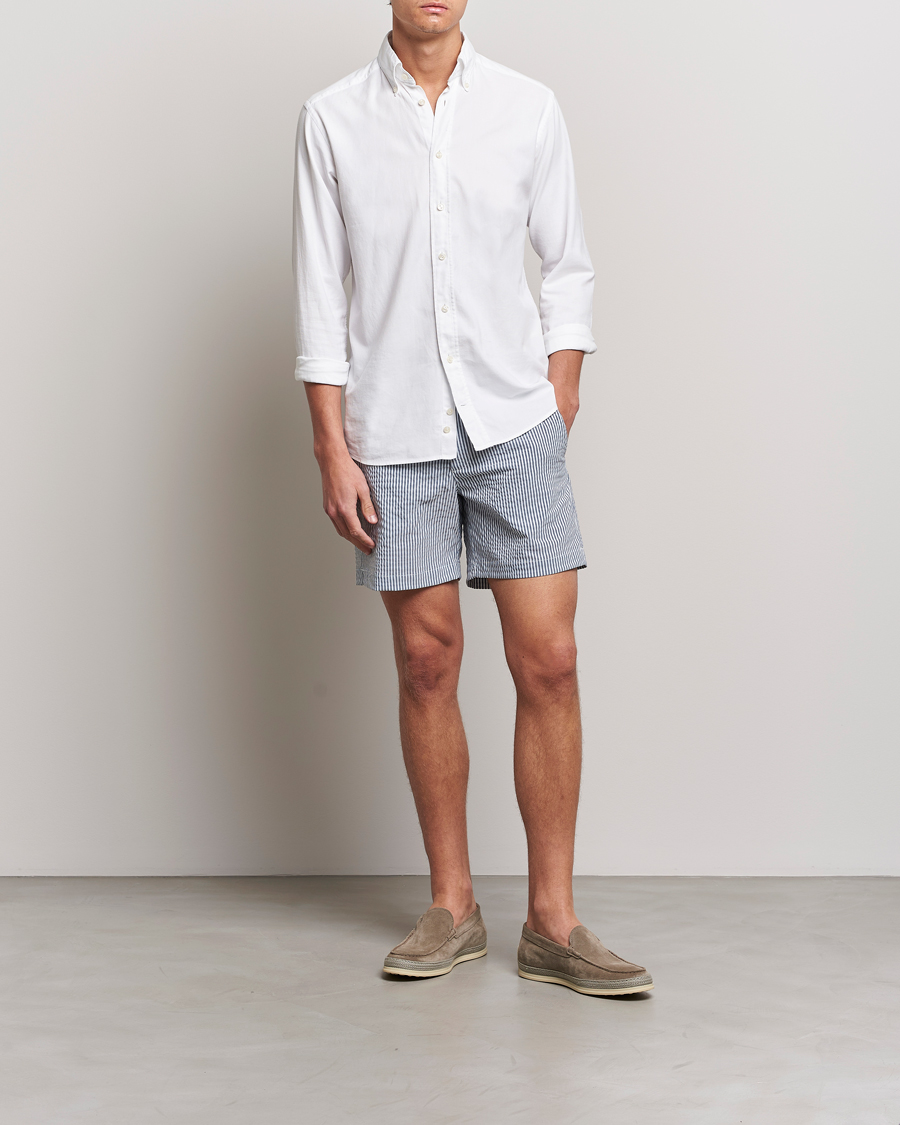 Herre | Badebukser | The Resort Co | Tailored Swim Shorts Navy Stripe Seersucker