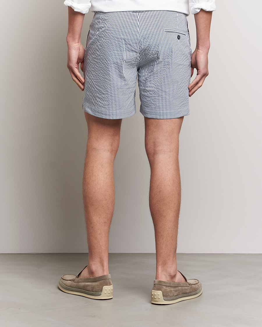 Herre | Badebukser | The Resort Co | Tailored Swim Shorts Navy Stripe Seersucker