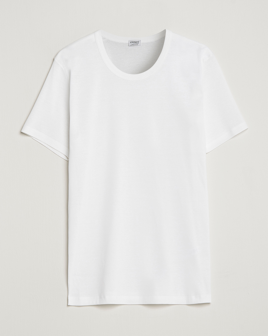 Herre | Kortærmede t-shirts | Zimmerli of Switzerland | Mercerized Cotton Crew Neck T-Shirt White
