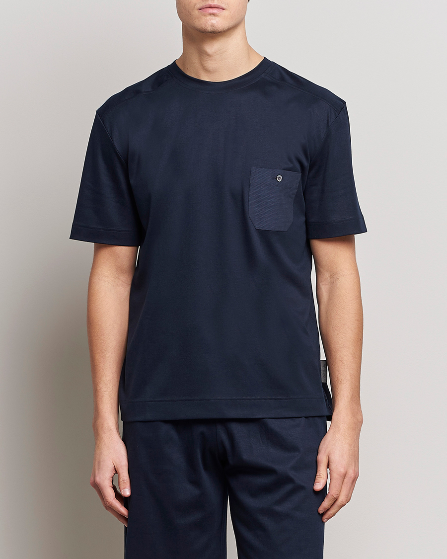 Herre | Pyjamaser | Zimmerli of Switzerland | Cotton/Modal Crew Neck Loungwear T-Shirt Midnight