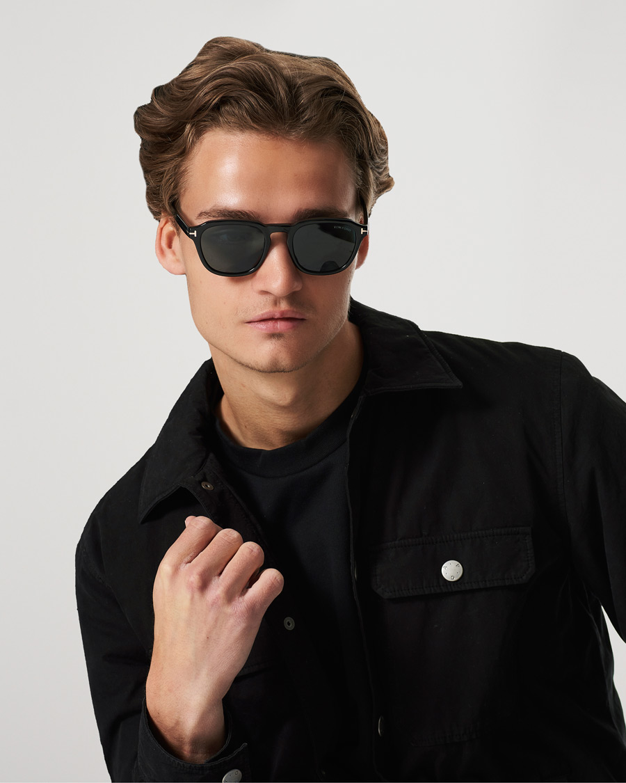 Herre | Tom Ford Avery Sunglasses Shiny Black/Blue | Tom Ford | Avery Sunglasses Shiny Black/Blue