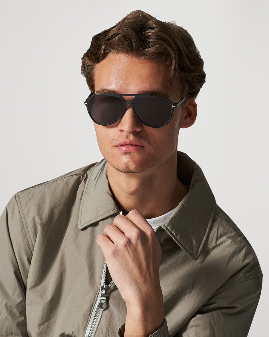 tonehøjde Pest ejer Tom Ford Samson Polarized Sunglasses Matte Black/Smoke - CareOfCarl.dk