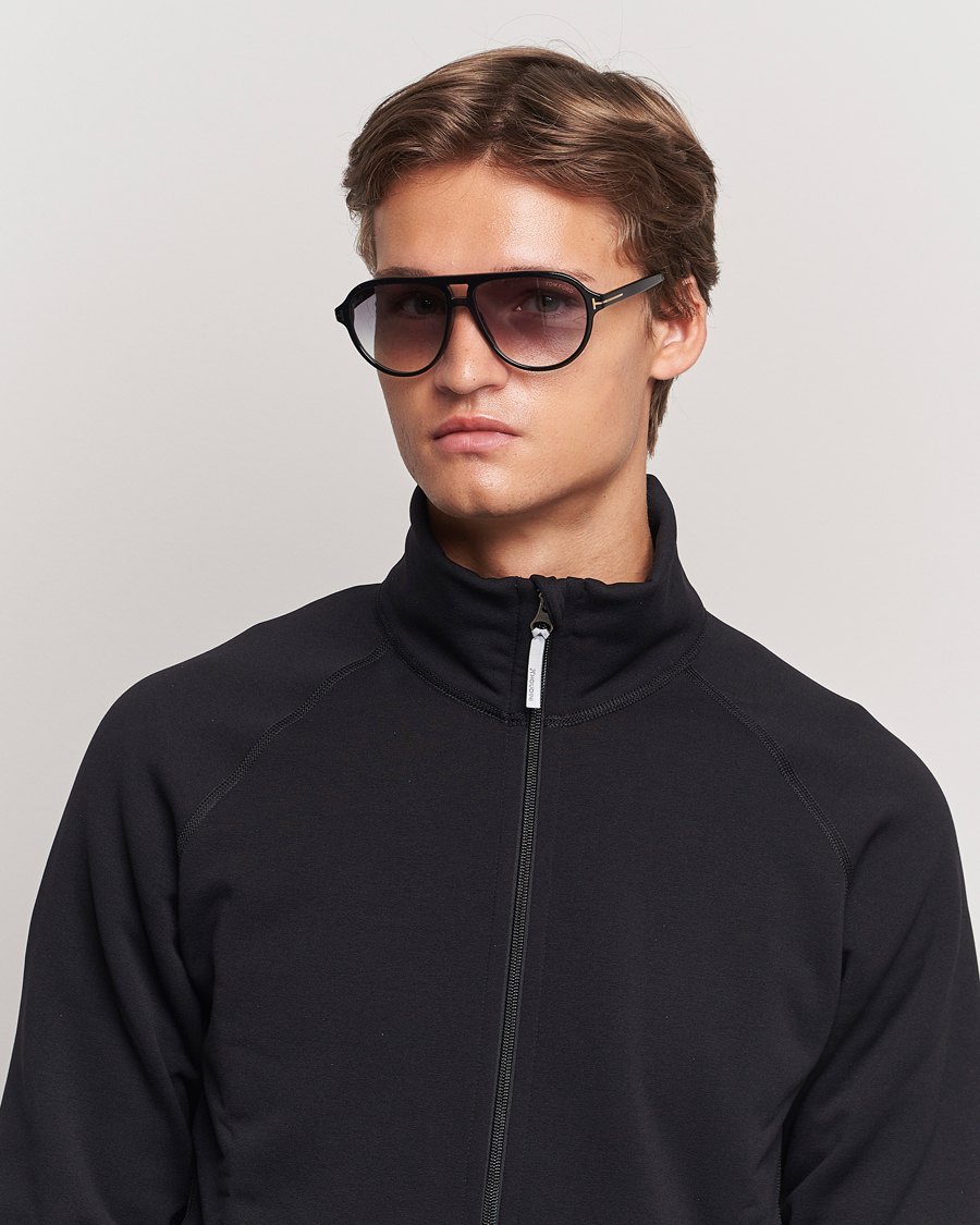 Herre | Assesoarer | Tom Ford | Jeffrey Sunglasses Shiny Black/Gradient Smoke