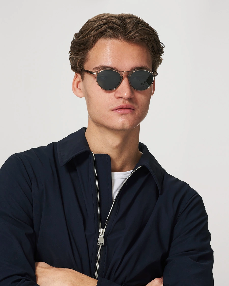 Herre | Runde solbriller | Tom Ford | Aurele Sunglasses Shiny Beige/Blue