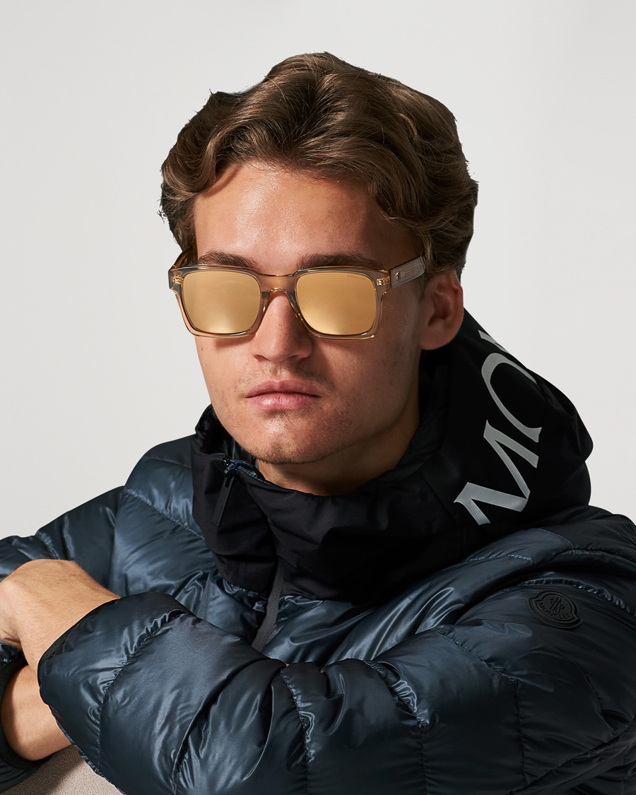 Herre | Buede solbriller | Moncler Lunettes | Arcsecond Sunglasses Shiny Beige/Brown