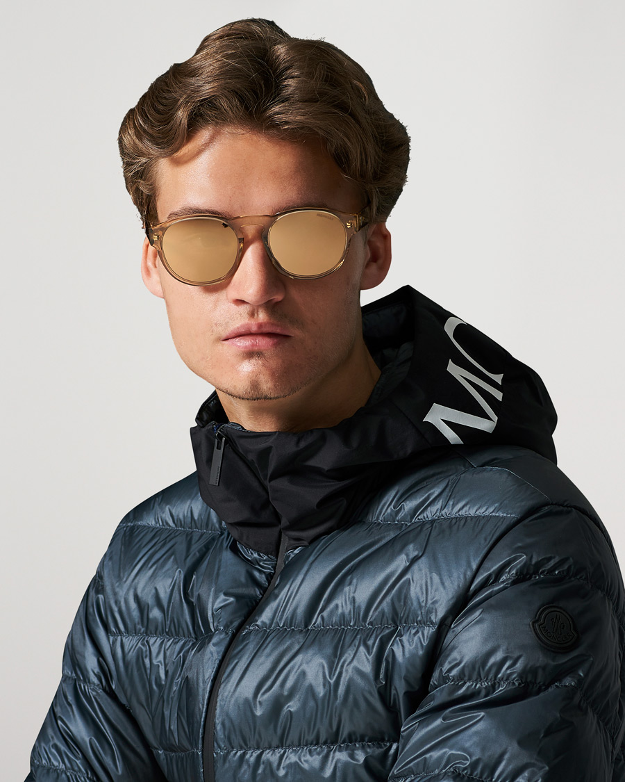 Herre | Moncler Lunettes ML0209 Polarized Sunglasses Shiny Beige/Brown | Moncler Lunettes | ML0209 Polarized Sunglasses Shiny Beige/Brown