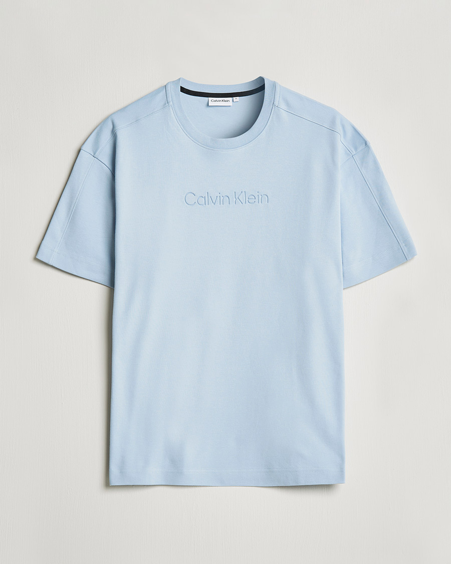 Herre | T-Shirts | Calvin Klein | Debossed Logo Crew Neck Tee Bayshore Blue