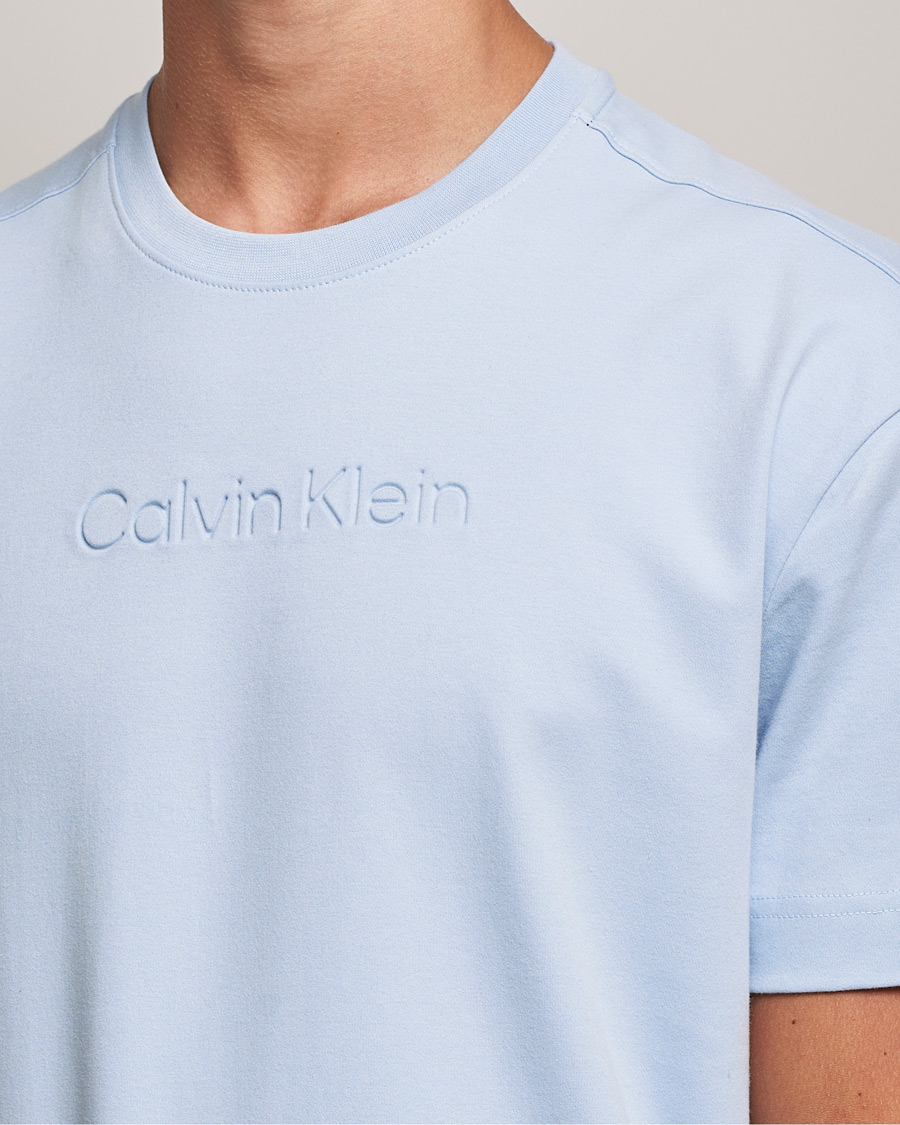 Herre | T-Shirts | Calvin Klein | Debossed Logo Crew Neck Tee Bayshore Blue