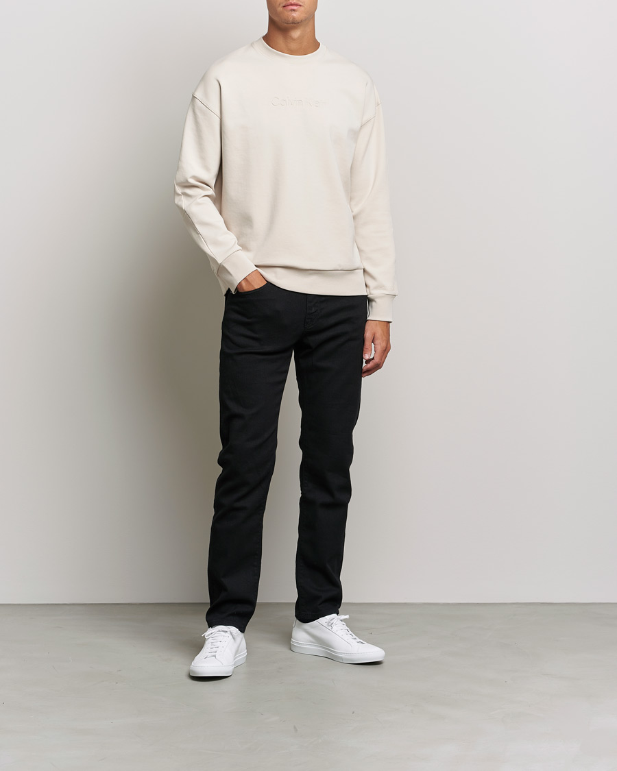 Herre | Calvin Klein | Calvin Klein | Debossed Logo Crew Neck Sweatshirt Stony Beige
