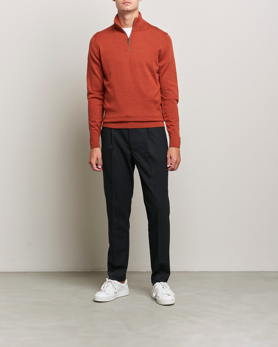 Herre | Trøjer | Calvin Klein | Superior Wool Knitted Half Zip Gingerbread Brown