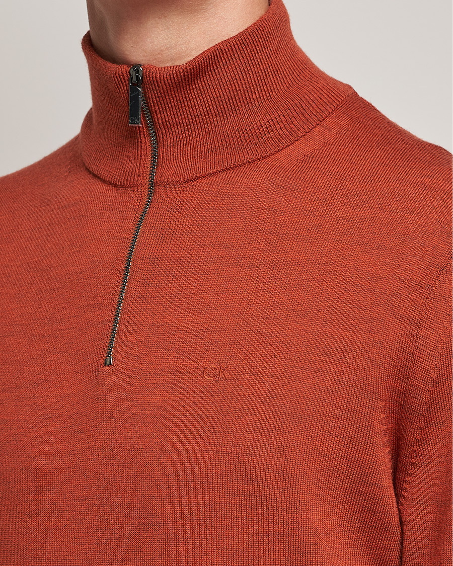 Herre | Trøjer | Calvin Klein | Superior Wool Knitted Half Zip Gingerbread Brown