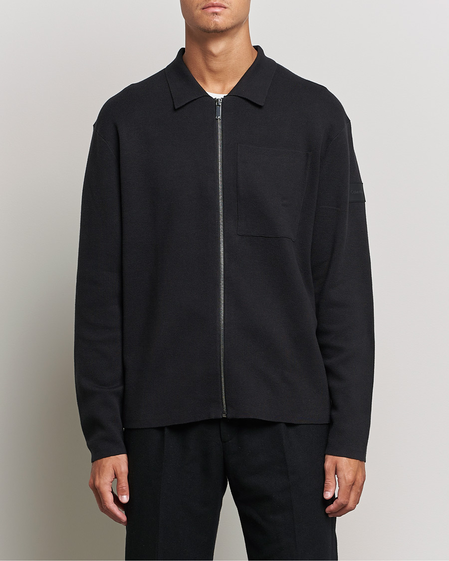 Herre | Trøjer | Calvin Klein | Milano Knitted Full Zip Sweater Black