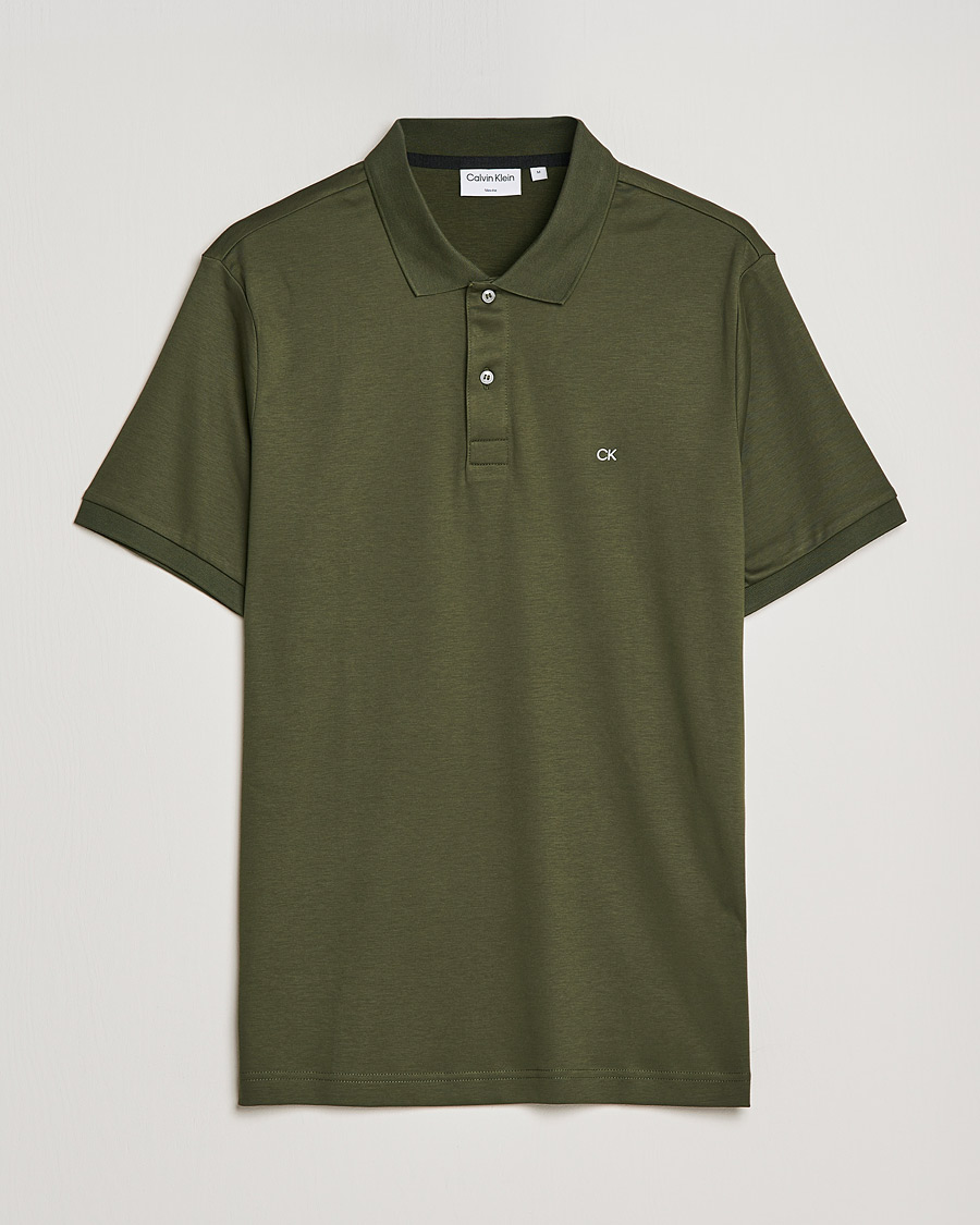 Herre | Polotrøjer | Calvin Klein | Slim Fit Smooth Cotton Polo Dark Olive