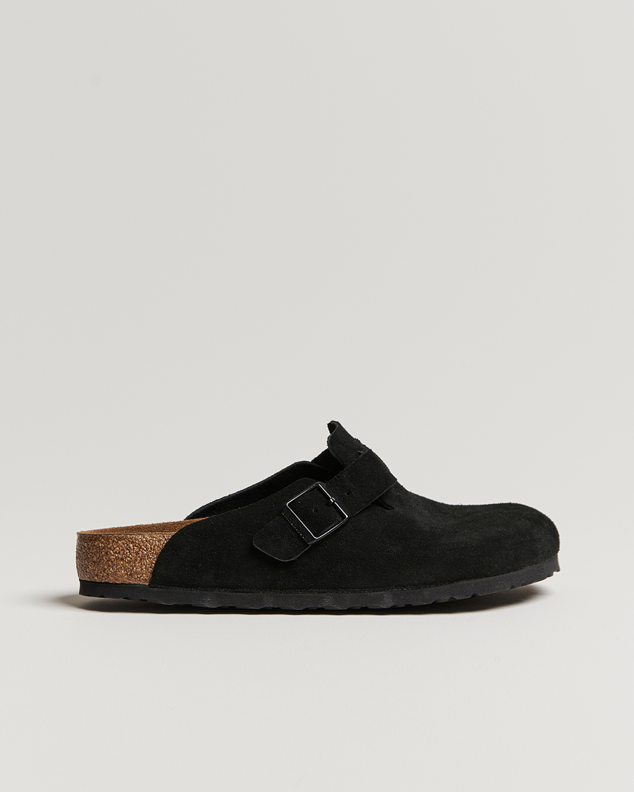 Herre | BIRKENSTOCK Boston Soft Footbed Black Suede | BIRKENSTOCK | Boston Soft Footbed Black Suede