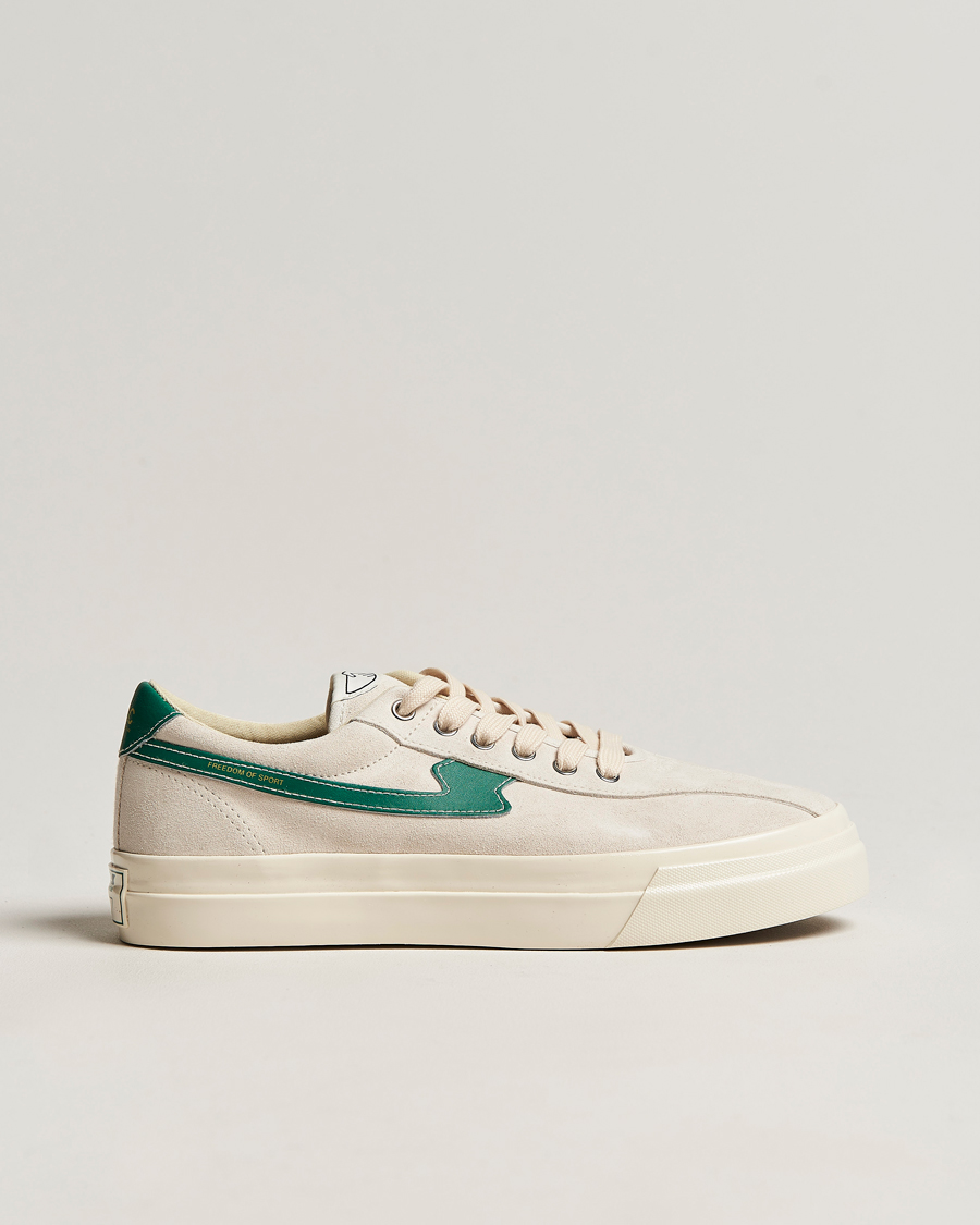 Herre | Stepney Workers Club Dellow S-Strike Suede Sneaker Ecru/Green | Stepney Workers Club | Dellow S-Strike Suede Sneaker Ecru/Green